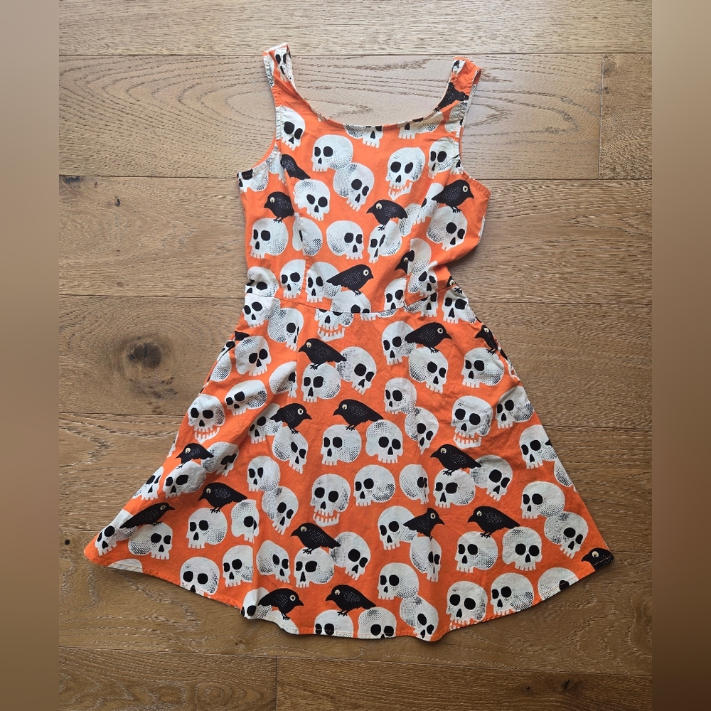 Retrolicious Skull Print Skater Dress Size L - Picture 6 of 12